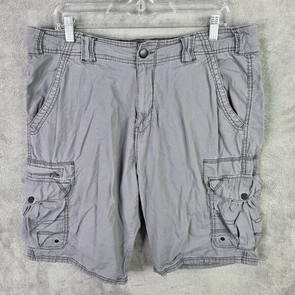 Mens Iron Co Gray Cargo Shorts Cotton Blend Stretch 11" Inseam Size 34 - Picture 2 of 11